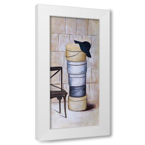 HAT BOXES White Modern Wood Framed Art Print by Atelier B Art Studio