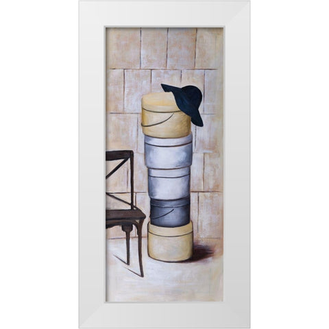 HAT BOXES White Modern Wood Framed Art Print by Atelier B Art Studio