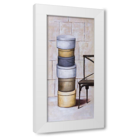 OLD HAT BOXES White Modern Wood Framed Art Print by Atelier B Art Studio