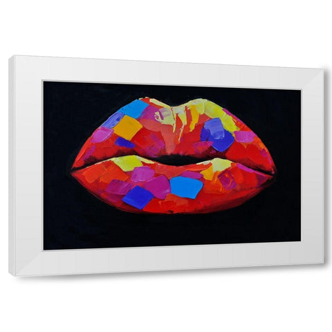 COLORFUL LIPSTICK White Modern Wood Framed Art Print by Atelier B Art Studio