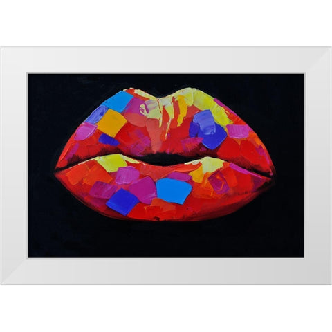 COLORFUL LIPSTICK White Modern Wood Framed Art Print by Atelier B Art Studio