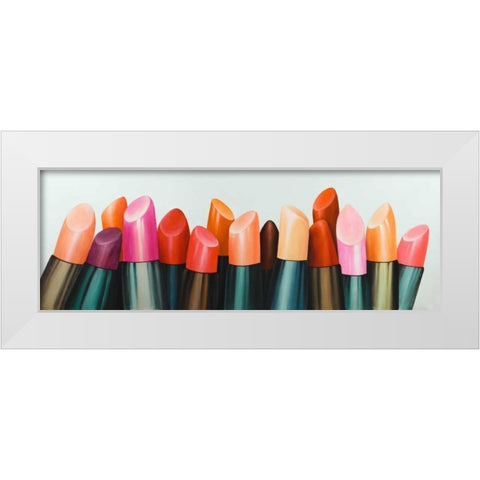Lipstick Addict for Woman White Modern Wood Framed Art Print by Atelier B Art Studio
