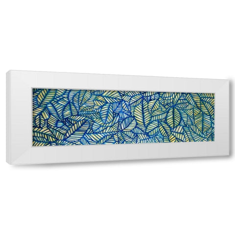 Blue Leaf Patterns White Modern Wood Framed Art Print by Atelier B Art Studio