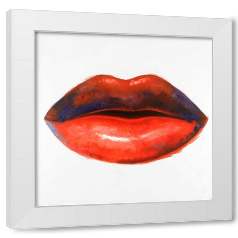 Red Lipstick White Modern Wood Framed Art Print by Atelier B Art Studio