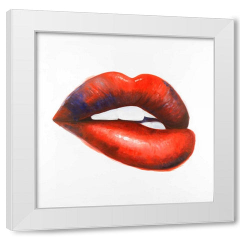 Beautiful Red Mouth White Modern Wood Framed Art Print by Atelier B Art Studio