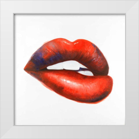Beautiful Red Mouth White Modern Wood Framed Art Print by Atelier B Art Studio