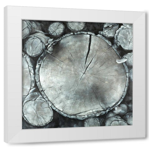 Stacked Wood Logs White Modern Wood Framed Art Print by Atelier B Art Studio