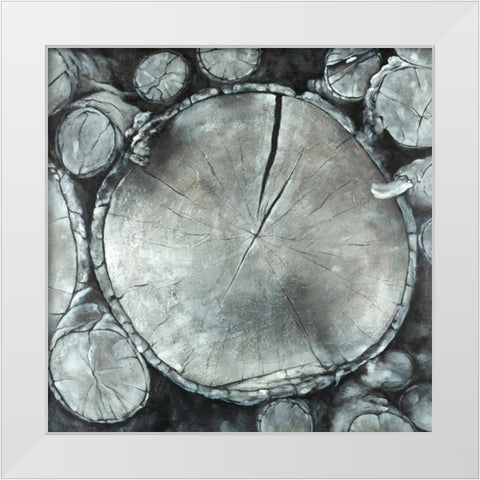 Stacked Wood Logs White Modern Wood Framed Art Print by Atelier B Art Studio