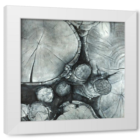 Textured Wooden Logs White Modern Wood Framed Art Print by Atelier B Art Studio
