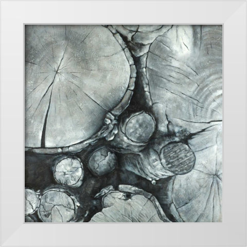Textured Wooden Logs White Modern Wood Framed Art Print by Atelier B Art Studio