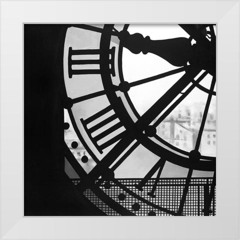 Clock at the Orsay Museum White Modern Wood Framed Art Print by Atelier B Art Studio