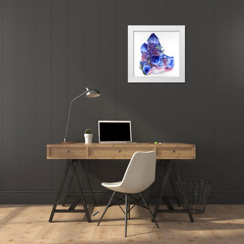 Blue and Purple Quartz Cristal White Modern Wood Framed Art Print by Atelier B Art Studio