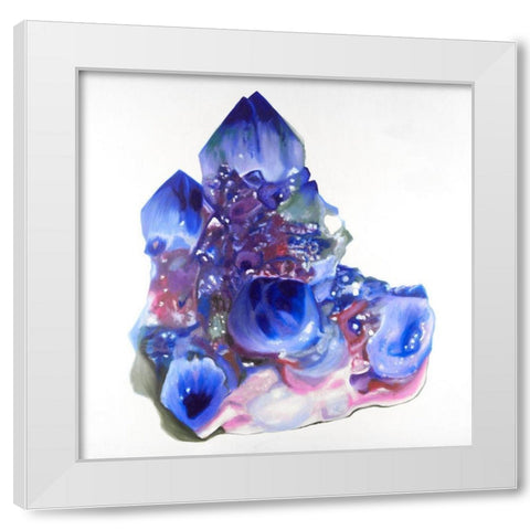 Blue and Purple Quartz Cristal White Modern Wood Framed Art Print by Atelier B Art Studio