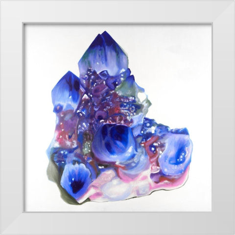 Blue and Purple Quartz Cristal White Modern Wood Framed Art Print by Atelier B Art Studio