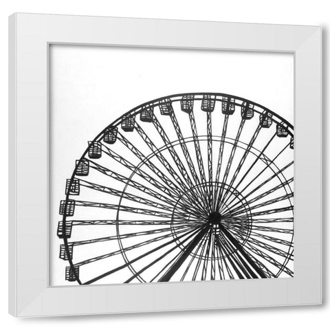 Monochrome Ferris Wheel White Modern Wood Framed Art Print by Atelier B Art Studio