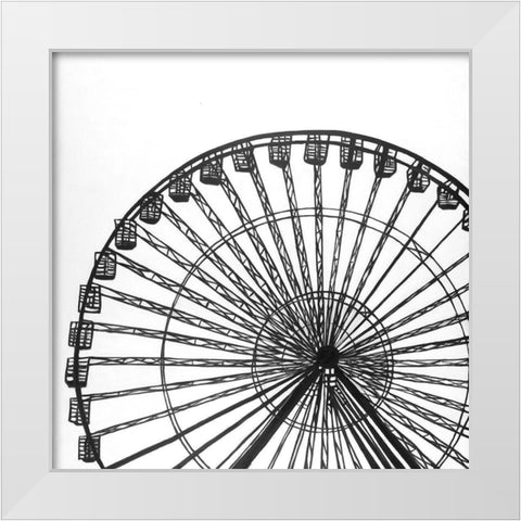 Monochrome Ferris Wheel White Modern Wood Framed Art Print by Atelier B Art Studio