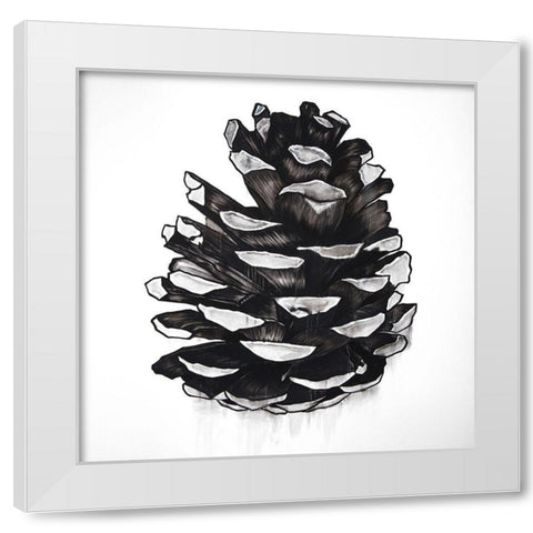 PINE CONE White Modern Wood Framed Art Print by Atelier B Art Studio