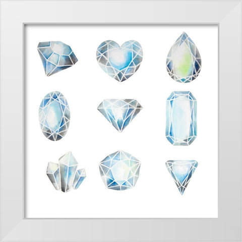 CRYSTALS White Modern Wood Framed Art Print by Atelier B Art Studio