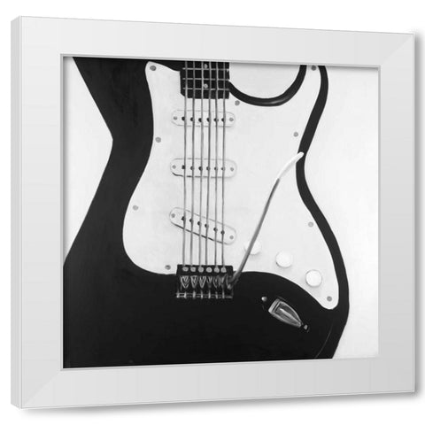 Black Electric Guitar White Modern Wood Framed Art Print by Atelier B Art Studio