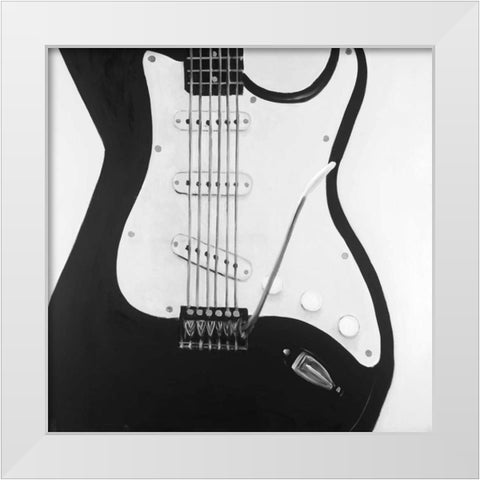 Black Electric Guitar White Modern Wood Framed Art Print by Atelier B Art Studio