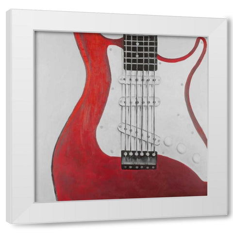 Red Electric Guitar White Modern Wood Framed Art Print by Atelier B Art Studio