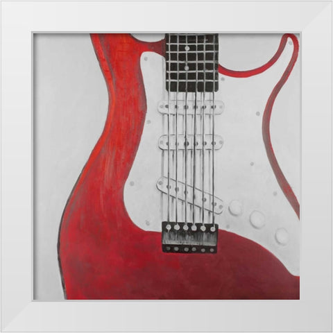 Red Electric Guitar White Modern Wood Framed Art Print by Atelier B Art Studio