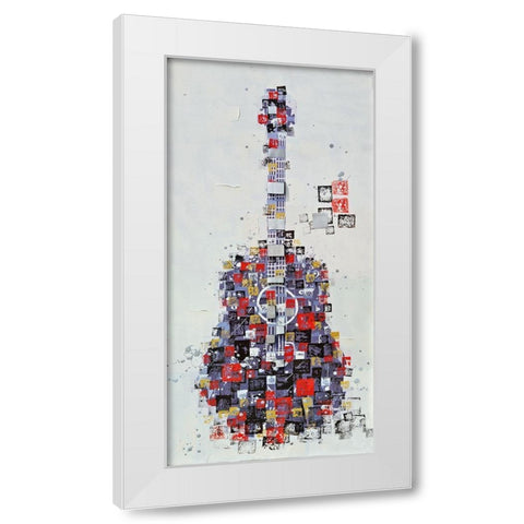 ABSTRACT GUITAR MADE OF SHAPES White Modern Wood Framed Art Print by Atelier B Art Studio