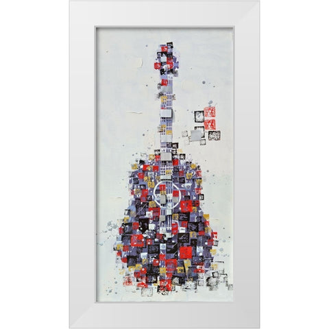 ABSTRACT GUITAR MADE OF SHAPES White Modern Wood Framed Art Print by Atelier B Art Studio