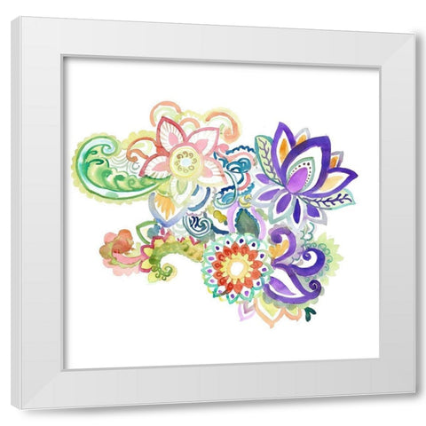PAISLEY WATERCOLOR White Modern Wood Framed Art Print by Atelier B Art Studio