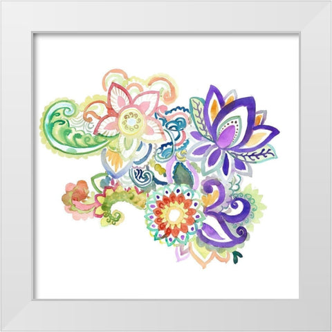 PAISLEY WATERCOLOR White Modern Wood Framed Art Print by Atelier B Art Studio