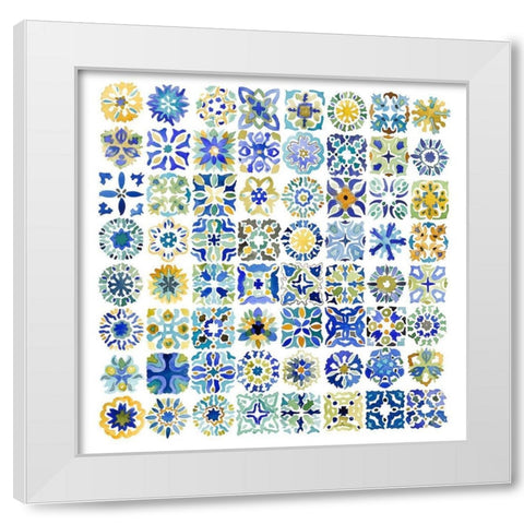 WATERCOLOR TRADITIONAL MOROCCAN TILES White Modern Wood Framed Art Print by Atelier B Art Studio