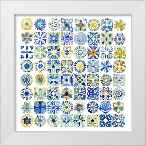 WATERCOLOR TRADITIONAL MOROCCAN TILES White Modern Wood Framed Art Print by Atelier B Art Studio