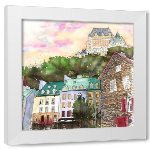 CHâTEAU FRONTENAC IN THE PETIT CHAMPLAIN White Modern Wood Framed Art Print by Atelier B Art Studio