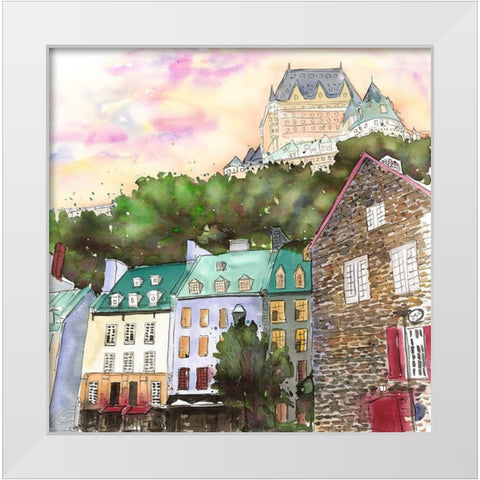 CHâTEAU FRONTENAC IN THE PETIT CHAMPLAIN White Modern Wood Framed Art Print by Atelier B Art Studio