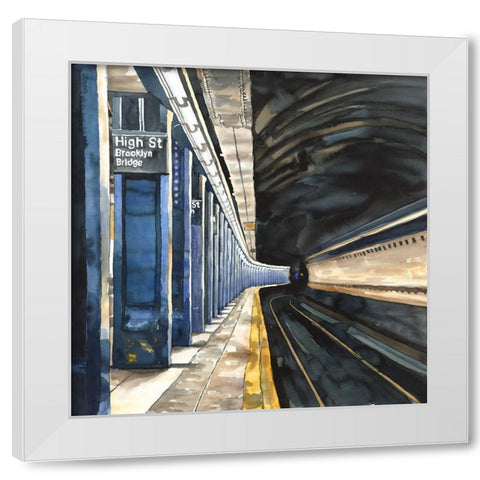 NEW-YORK SUBWAY White Modern Wood Framed Art Print by Atelier B Art Studio