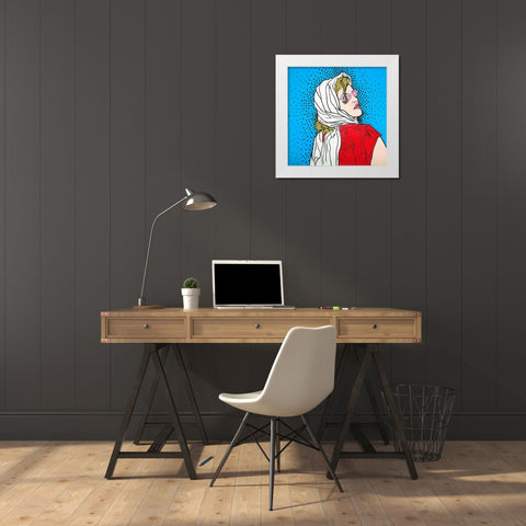 POP ART WOMAN White Modern Wood Framed Art Print by Atelier B Art Studio