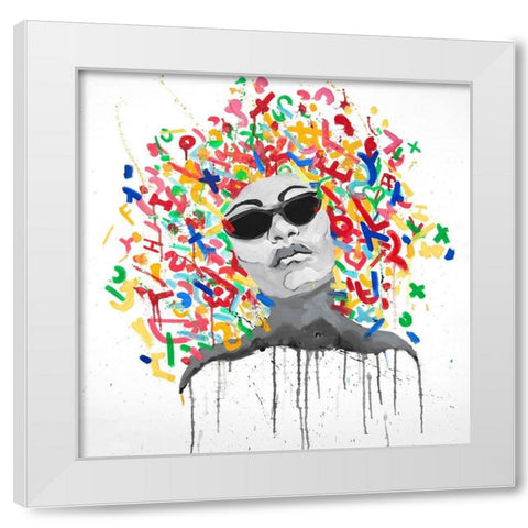 WOMAN STREET ART POP White Modern Wood Framed Art Print by Atelier B Art Studio