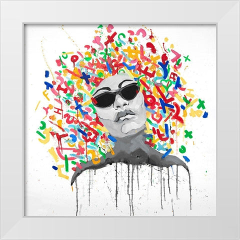 WOMAN STREET ART POP White Modern Wood Framed Art Print by Atelier B Art Studio