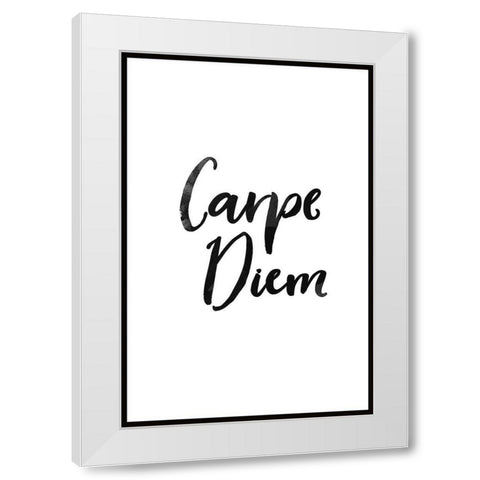 CARPE DIEM White Modern Wood Framed Art Print by Atelier B Art Studio