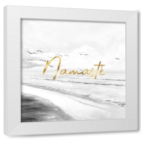 NAMASTÉ White Modern Wood Framed Art Print by Atelier B Art Studio