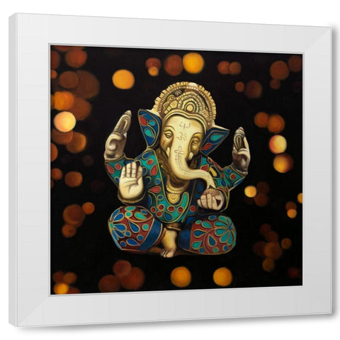 GANESH White Modern Wood Framed Art Print by Atelier B Art Studio