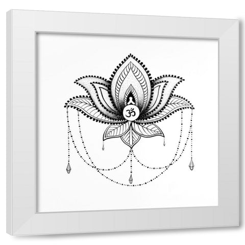 ETHNIC LOTUS ORNAMENT White Modern Wood Framed Art Print by Atelier B Art Studio