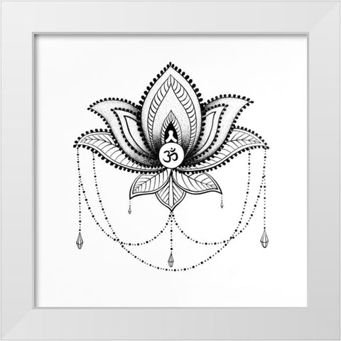 ETHNIC LOTUS ORNAMENT White Modern Wood Framed Art Print by Atelier B Art Studio