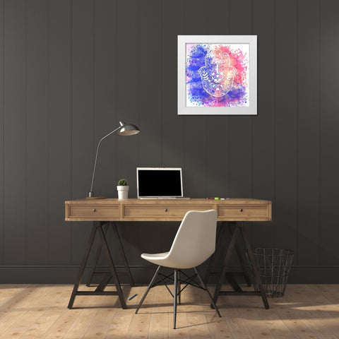 HAMSA HAND White Modern Wood Framed Art Print by Atelier B Art Studio