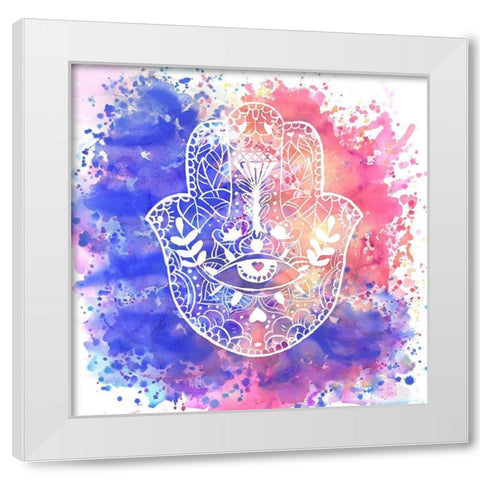 HAMSA HAND White Modern Wood Framed Art Print by Atelier B Art Studio