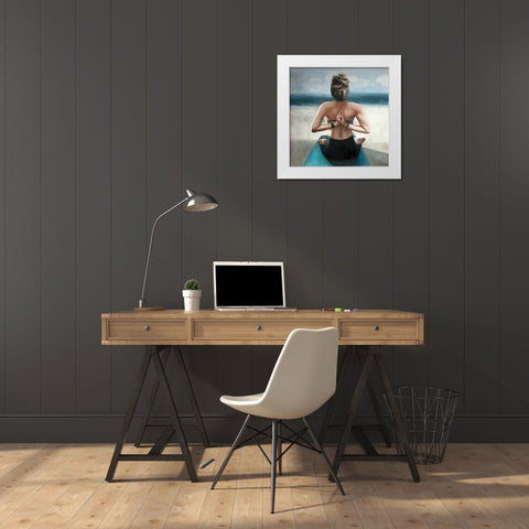 REVERSE PRAYER POSE White Modern Wood Framed Art Print by Atelier B Art Studio