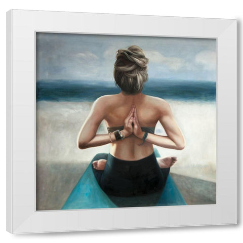 REVERSE PRAYER POSE White Modern Wood Framed Art Print by Atelier B Art Studio