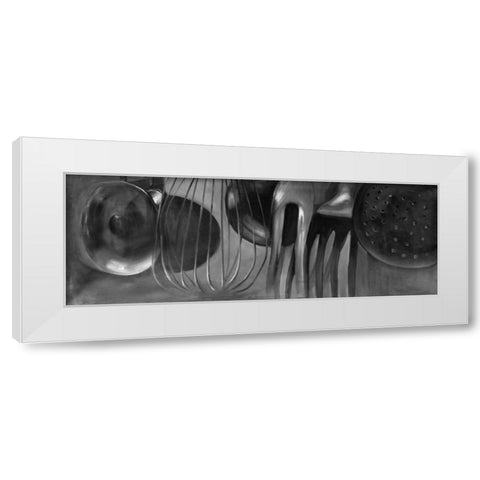 Kitchen Tools White Modern Wood Framed Art Print by Atelier B Art Studio