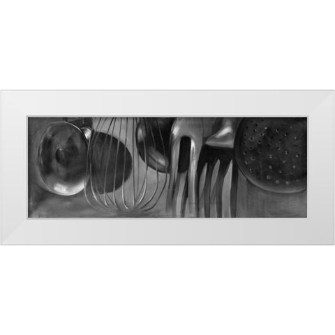 Kitchen Tools White Modern Wood Framed Art Print by Atelier B Art Studio
