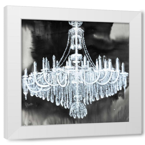 Glam Chandelier White Modern Wood Framed Art Print by Atelier B Art Studio